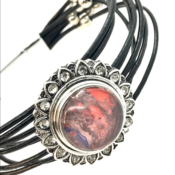 Leather snap bracelet Handmade 20mm snap SB20 - Picture 2 of 4